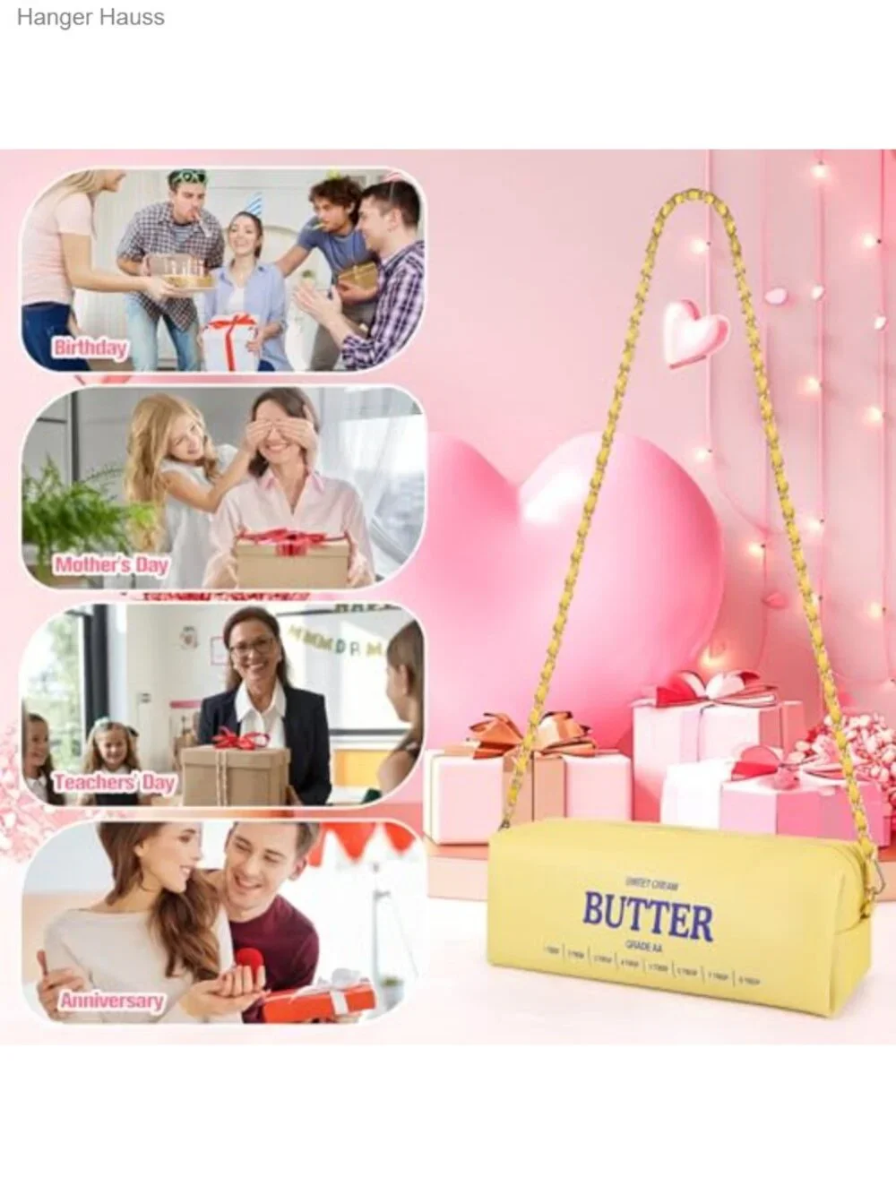 Funny Butter Crossbody Bag for Women Girls PU Leather Shoulder Purse